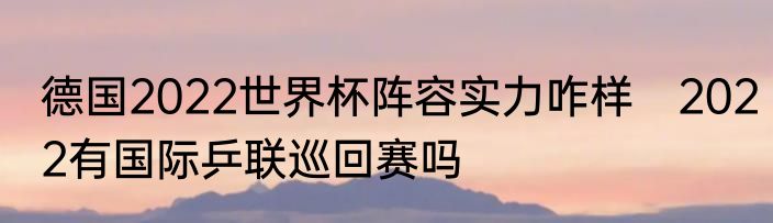德国2022世界杯阵容实力咋样　2022有国际乒联巡回赛吗