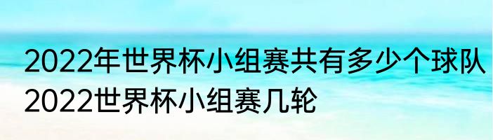2022年世界杯小组赛共有多少个球队　2022世界杯小组赛几轮
