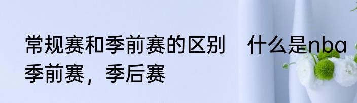 常规赛和季前赛的区别　什么是nba季前赛，季后赛