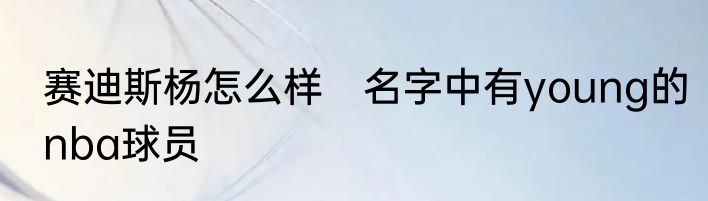 赛迪斯杨怎么样　名字中有young的nba球员