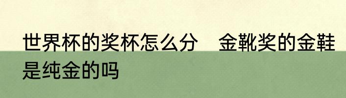 世界杯的奖杯怎么分　金靴奖的金鞋是纯金的吗