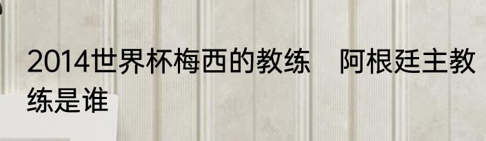 2014世界杯梅西的教练　阿根廷主教练是谁