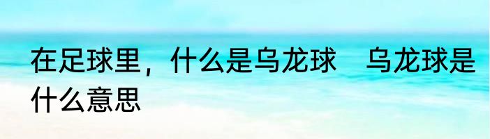 在足球里，什么是乌龙球　乌龙球是什么意思