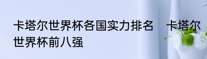 卡塔尔世界杯各国实力排名　卡塔尔世界杯前八强