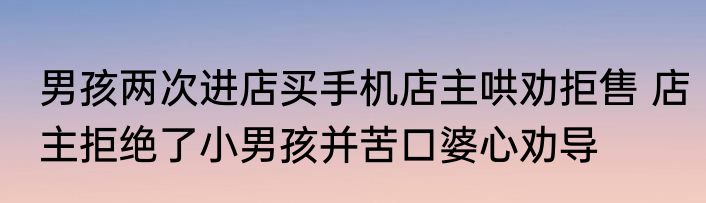 男孩两次进店买手机店主哄劝拒售 店主拒绝了小男孩并苦口婆心劝导