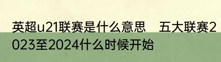 英超u21联赛是什么意思　五大联赛2023至2024什么时候开始