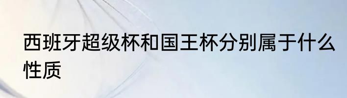 西班牙超级杯和国王杯分别属于什么性质