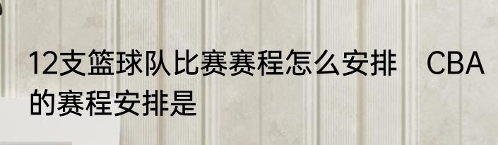 12支篮球队比赛赛程怎么安排　CBA的赛程安排是