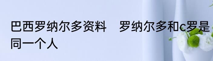 巴西罗纳尔多资料　罗纳尔多和c罗是同一个人