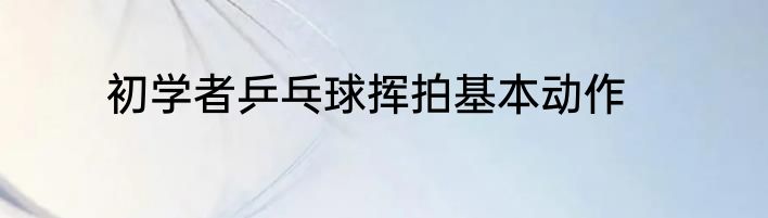 初学者乒乓球挥拍基本动作