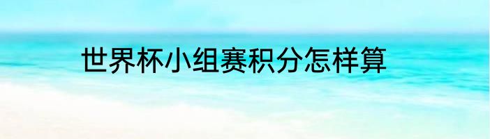 世界杯小组赛积分怎样算