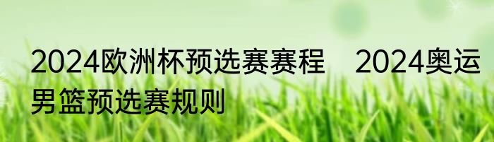 2024欧洲杯预选赛赛程　2024奥运男篮预选赛规则