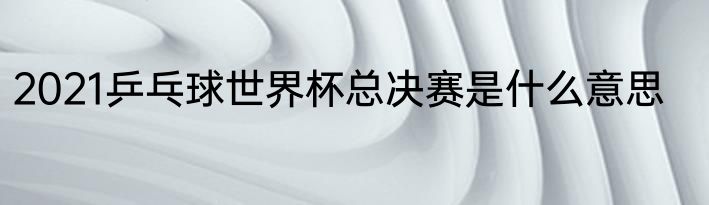 2021乒乓球世界杯总决赛是什么意思
