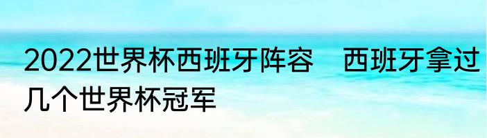 2022世界杯西班牙阵容　西班牙拿过几个世界杯冠军
