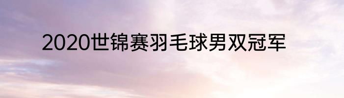 2020世锦赛羽毛球男双冠军