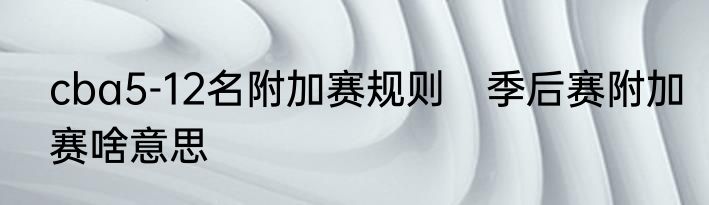 cba5-12名附加赛规则　季后赛附加赛啥意思