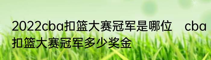 2022cba扣篮大赛冠军是哪位　cba扣篮大赛冠军多少奖金