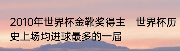 2010年世界杯金靴奖得主　世界杯历史上场均进球最多的一届