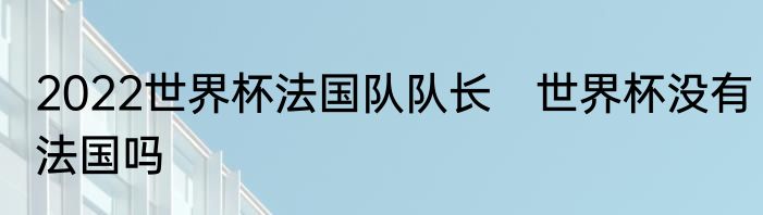 2022世界杯法国队队长　世界杯没有法国吗
