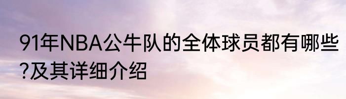 91年NBA公牛队的全体球员都有哪些?及其详细介绍