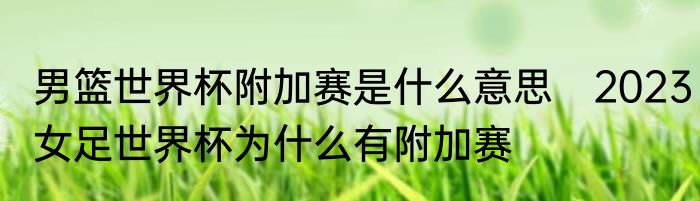 男篮世界杯附加赛是什么意思　2023女足世界杯为什么有附加赛