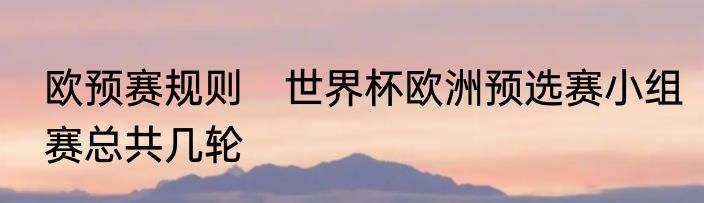 欧预赛规则　世界杯欧洲预选赛小组赛总共几轮
