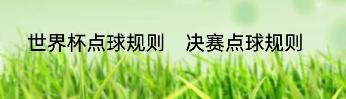 世界杯点球规则　决赛点球规则