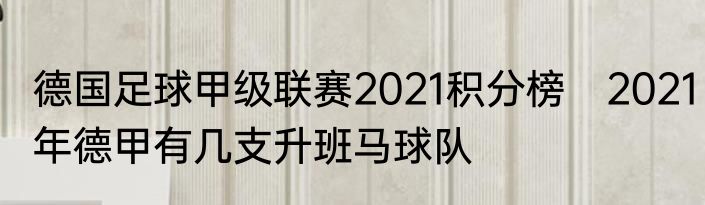 德国足球甲级联赛2021积分榜　2021年德甲有几支升班马球队
