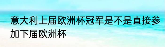 意大利上届欧洲杯冠军是不是直接参加下届欧洲杯