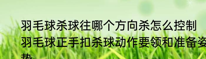 羽毛球杀球往哪个方向杀怎么控制　羽毛球正手扣杀球动作要领和准备姿势