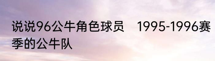 说说96公牛角色球员　1995-1996赛季的公牛队