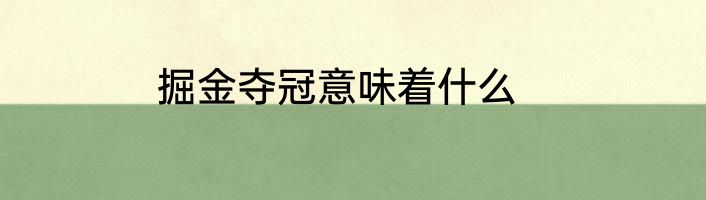 掘金夺冠意味着什么