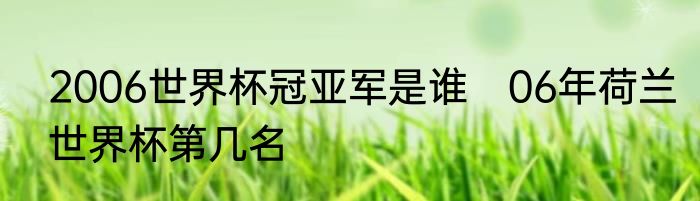2006世界杯冠亚军是谁　06年荷兰世界杯第几名