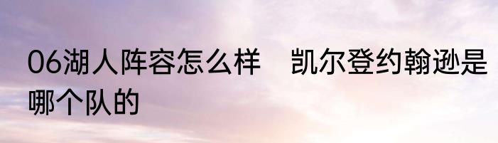 06湖人阵容怎么样　凯尔登约翰逊是哪个队的