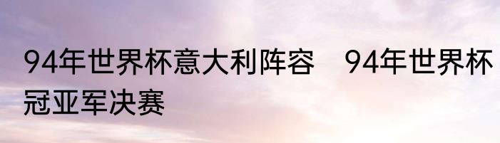 94年世界杯意大利阵容　94年世界杯冠亚军决赛