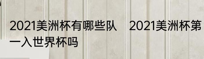 2021美洲杯有哪些队　2021美洲杯第一入世界杯吗
