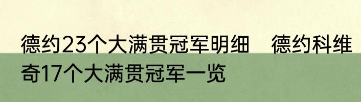 德约23个大满贯冠军明细　德约科维奇17个大满贯冠军一览