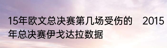 15年欧文总决赛第几场受伤的　2015年总决赛伊戈达拉数据