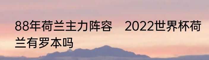 88年荷兰主力阵容　2022世界杯荷兰有罗本吗