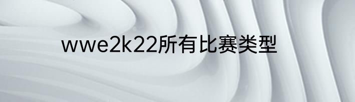 wwe2k22所有比赛类型