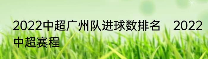 2022中超广州队进球数排名　2022中超赛程