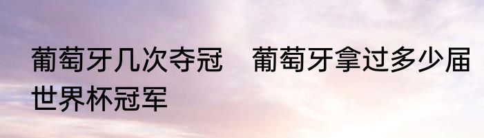 葡萄牙几次夺冠　葡萄牙拿过多少届世界杯冠军
