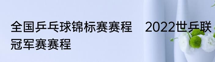 全国乒乓球锦标赛赛程　2022世乒联冠军赛赛程
