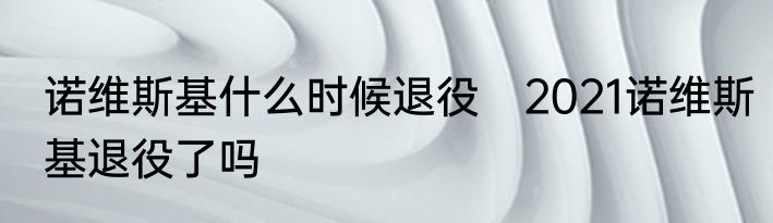 诺维斯基什么时候退役　2021诺维斯基退役了吗
