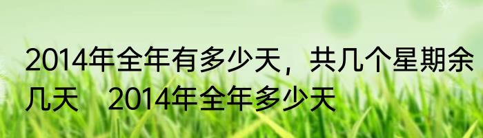2014年全年有多少天，共几个星期余几天　2014年全年多少天