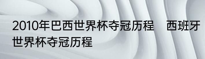 2010年巴西世界杯夺冠历程　西班牙世界杯夺冠历程