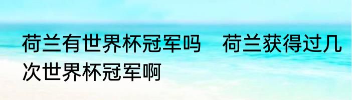 荷兰有世界杯冠军吗　荷兰获得过几次世界杯冠军啊