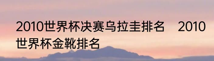 2010世界杯决赛乌拉圭排名　2010世界杯金靴排名