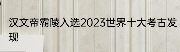 汉文帝霸陵入选2023世界十大考古发现