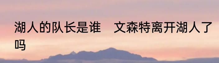 湖人的队长是谁　文森特离开湖人了吗
